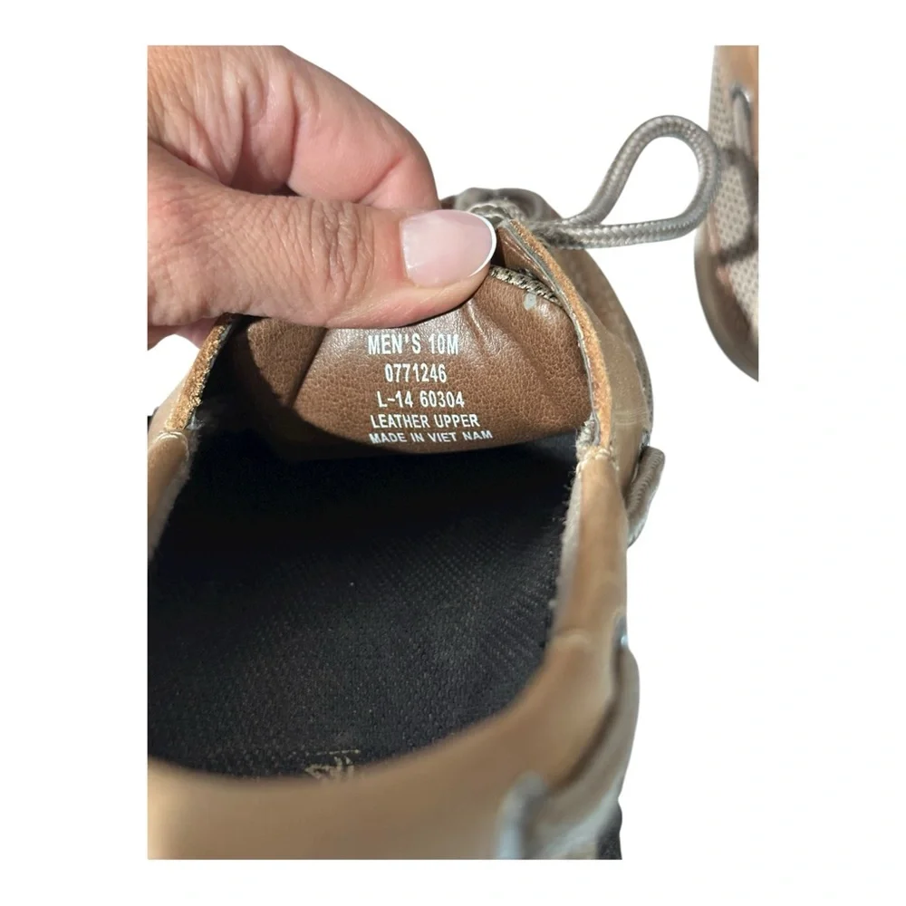 Sperry Top-Sider Men’s Boat Shoes Tan Leather Mesh 2-Eye Deck Shoes‎ Size 10M